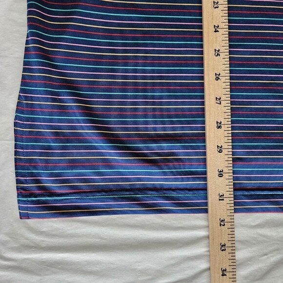 Turtleson golf polo navy striped short sleeve left chest embroidery button men L - Picture 11 of 12